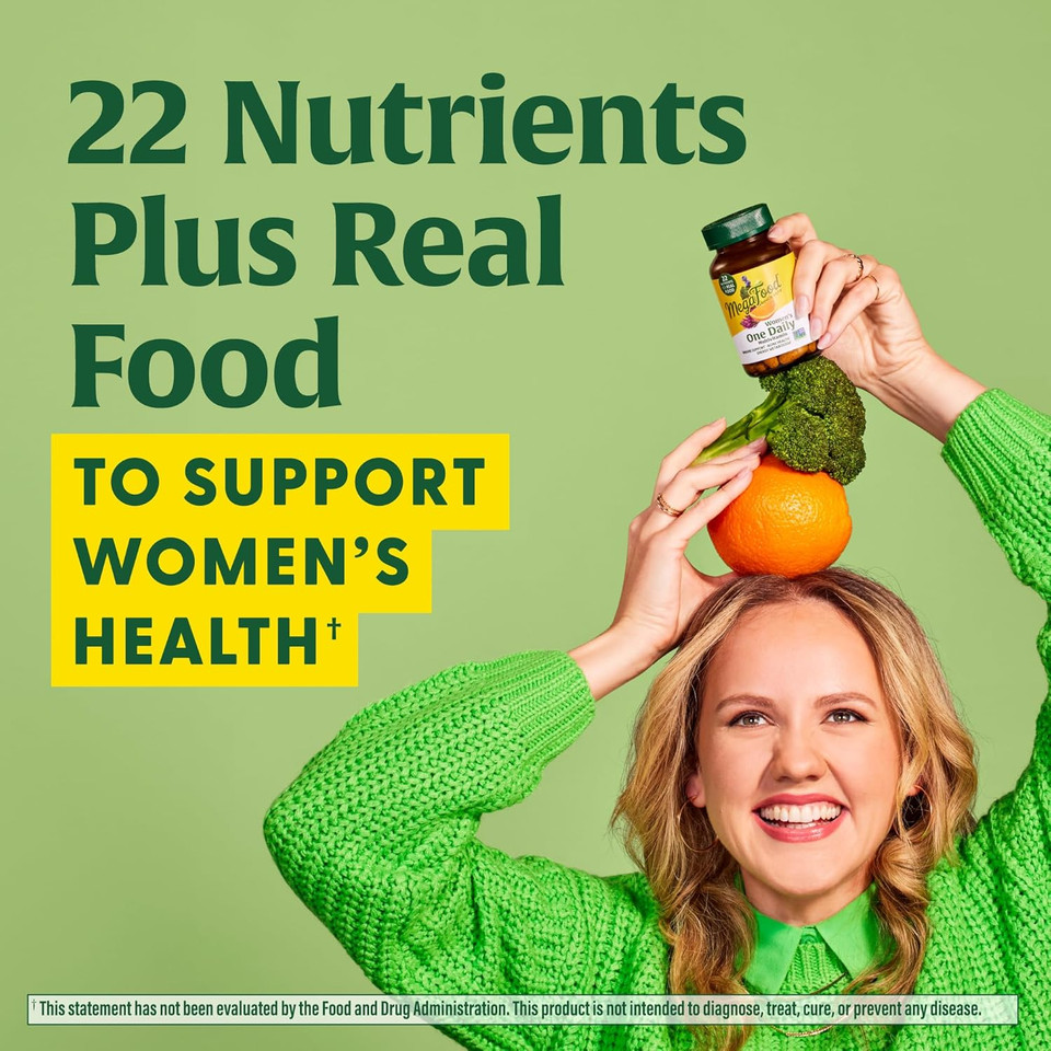 Megafood Women'S One Daily Multivitamin For Women - With Iron, B Complex, Vitamin C, Vitamin D, Biotin And More - Plus Real Food - Immune Support Supplement - Bone Health - Vegetarian - 90 Tabs
