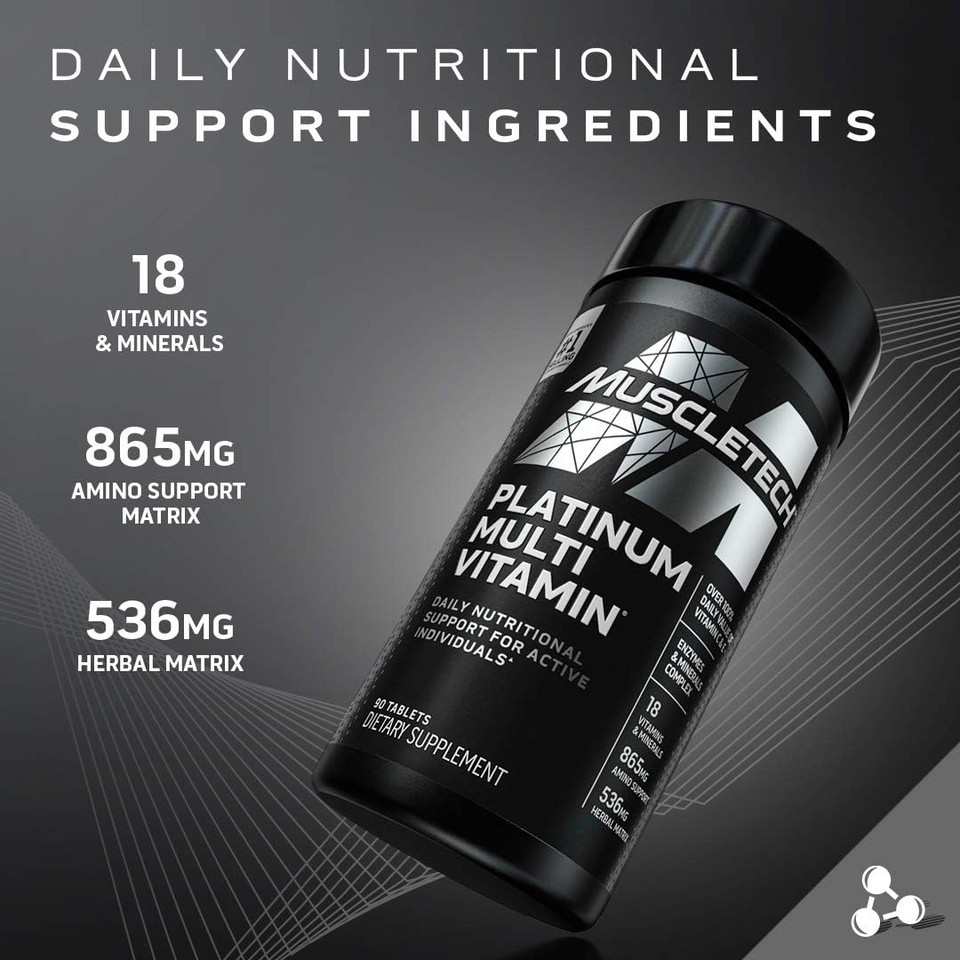 Muscletech Multivitamin For Men & Women Platinum Multivitamin | Vitamin C For Immune Support | 18 Vitamins & Minerals | Vitamins A C D E B6 B12 | Daily Workout Supplements | Multivitamins, 180 Ct