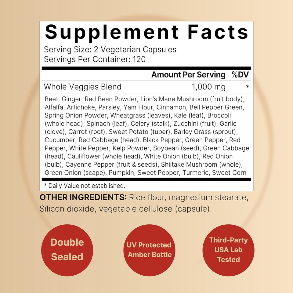 Fruit And Veggies Supplement  480 Total Vegetarian Capsules | Balance Of Natural 40 Whole Fruits & Veggies Blend | Fresh Superfood Formula With Vitamins And Minerals  Non-Gmo