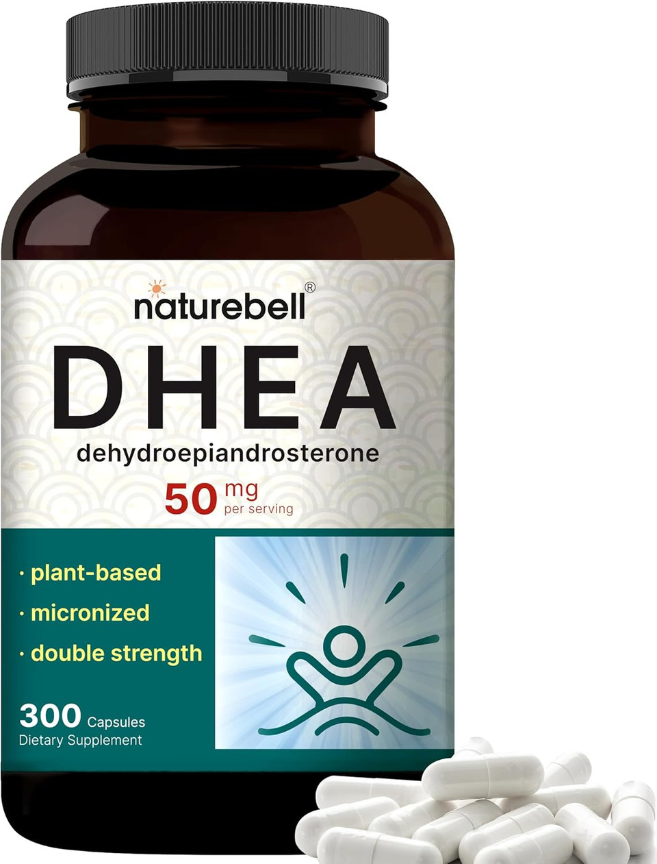 Naturebell Dhea 50Mg, 300 Capsules | Micronized Grade For Better Absorption  Plant-Based Dhea Source  Supports Energy Levels & Healthy Aging For Men And Women  Non-Gmo
