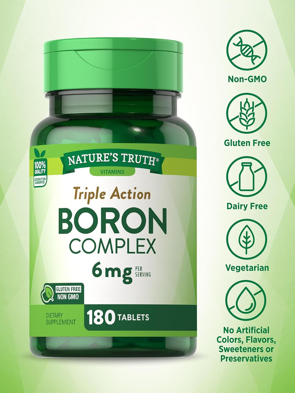 Nature'S Truth Triple Action Boron Complex | 6Mg | 180 Count | Non-Gmo & Gluten Free Mineral Support