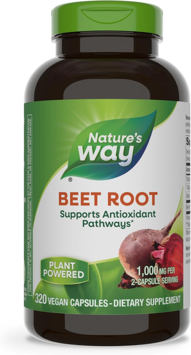Nature'S Way Beet Root, Supports Antioxidant Pathways*, Helps Neutralize Free Radicals*, 1,000 Mg Per 2-Capsule Serving, Vegan, 320 Capsules (Packaging May Vary)