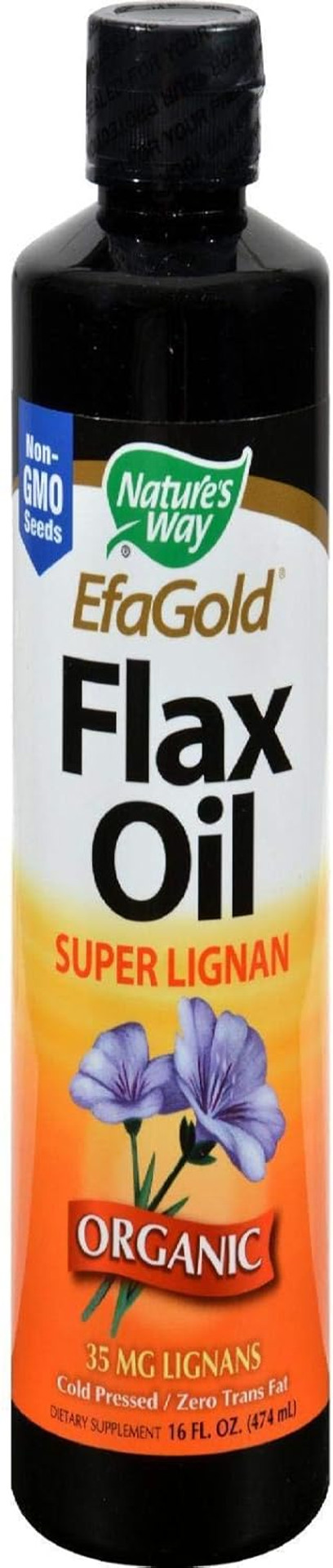 Nature'S Way Organic Flax Oil Super Lignan, Omega-3, Omega-6, Omega-9 Fatty Acids**, Cold-Pressed, 16 Fl Oz (Packaging May Vary)