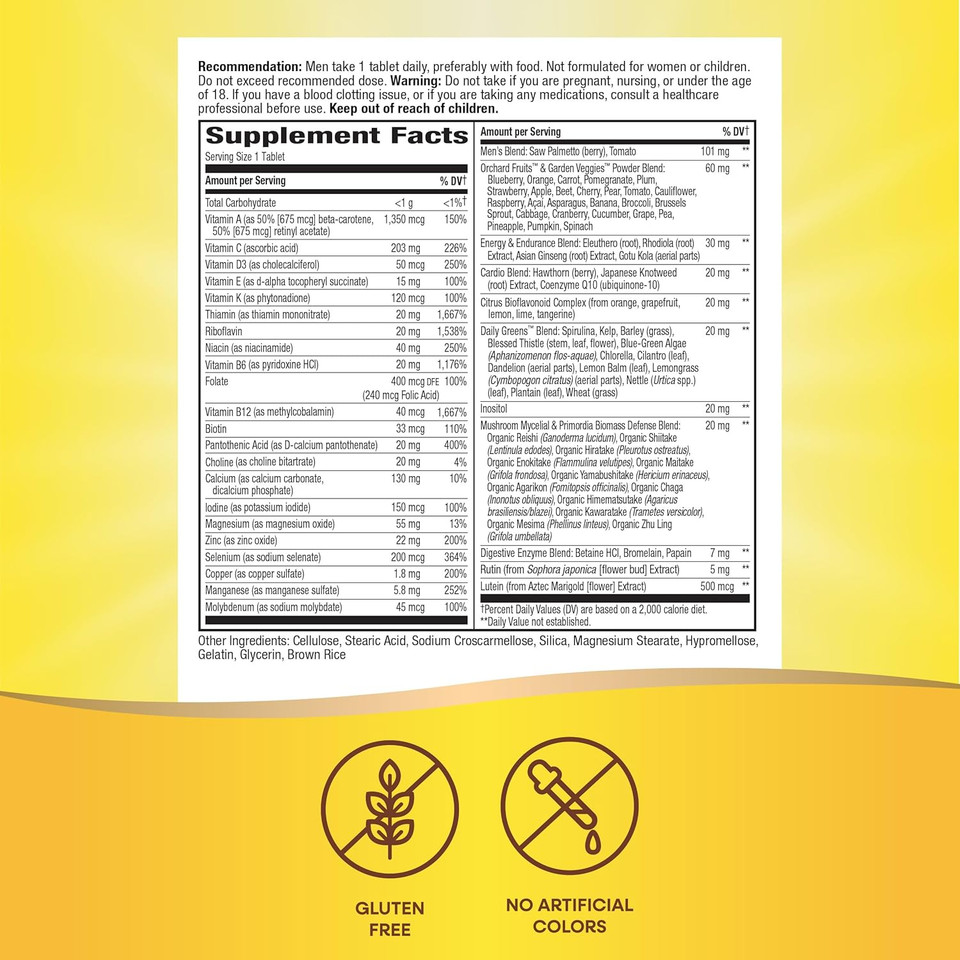 Nature'S Way Alive! Men'S Daily Ultra Multivitamin, Promotes Healthy Heart & Muscle Function*, With B-Vitamins Including Methylated B12, Gluten Free, 150 Tablets (Packaging May Vary)