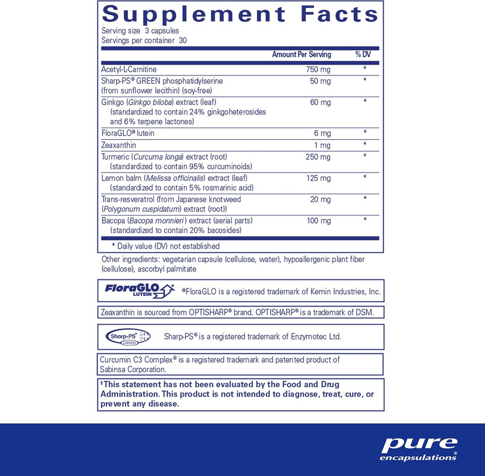 Pure Encapsulations Memory Pro | Comprehensive Memory Support Formula | 90 Capsules