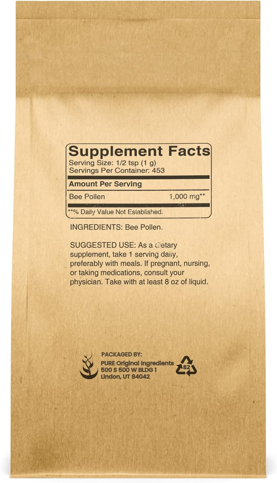Pure Original Ingredients Bee Pollen Powder, 1 Lb, No Fillers, Undiluted Supplement