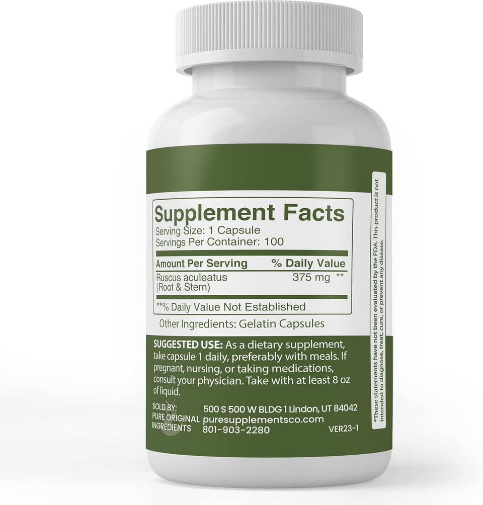 Pure Original Ingredients Butcher'S Broom, (100 Capsules) Always Pure, No Additives Or Fillers, Lab Verified