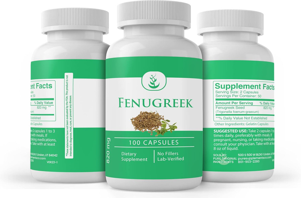 Pure Original Ingredients Fenugreek Seed, (100 Capsules) Always Pure, No Additives Or Fillers, Lab Verified