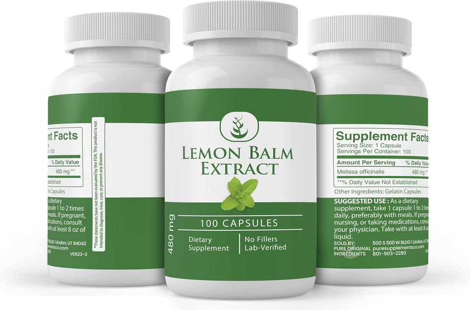 Pure Original Ingredients Lemon Balm Extract, (100 Capsules) Always Pure, No Additives Or Fillers, Lab Verified