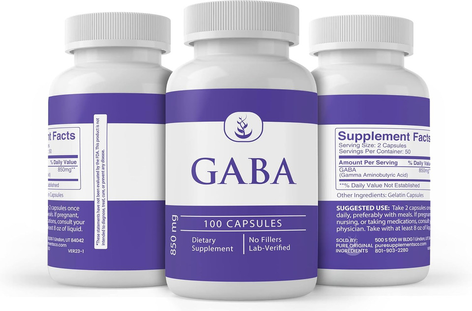 Pure Original Ingredients Gaba, (100 Capsules) Always Pure, No Additives Or Fillers, Lab Verified