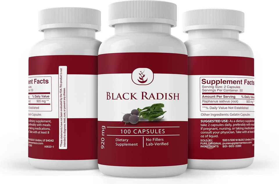 Pure Original Ingredients Black Radish, (100 Capsules) Always Pure, No Additives Or Fillers, Lab Verified