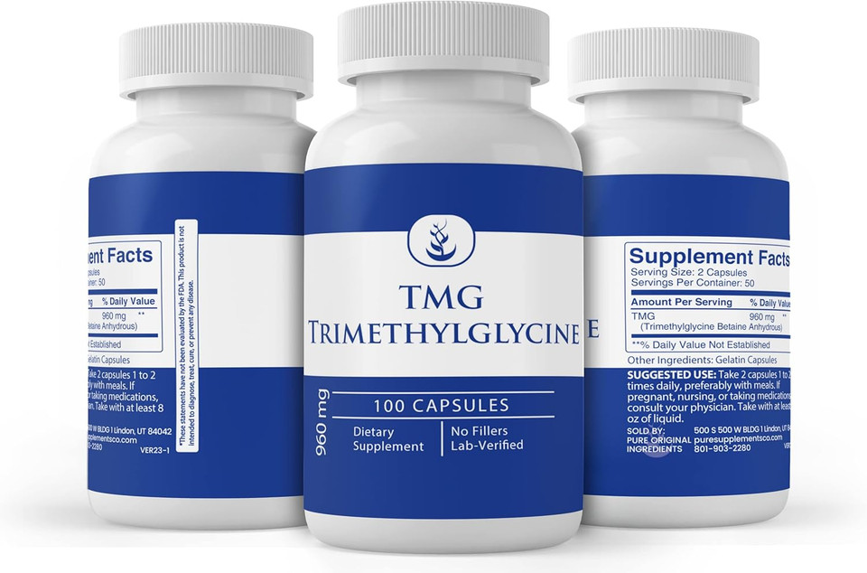 Pure Original Ingredients Tmg Trimethylglycine (Betaine Anhydrous), (100 Capsules) Always Pure, No Additives Or Fillers, Lab Verified