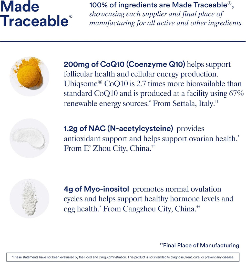 Ritual Fertility Support 3-In-1 Drink-Mix Formulated To Support Conception Outcomes With Clinically-Studied Ingredients (Coq10, Nac, Myo-Inositol) And Designed With An Ob/Gyn. 60 Servings