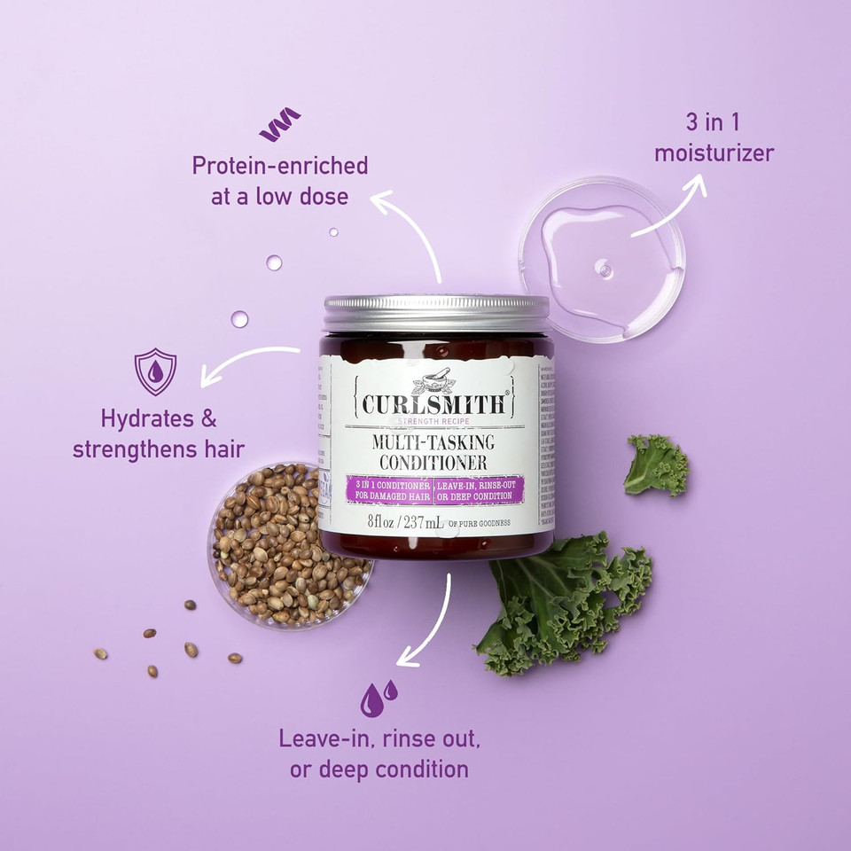 Curlsmith  Multi-Tasking Conditioner, 3 In 1 Conditioner With Proteins, For Damaged Hair (2 Fl Oz)