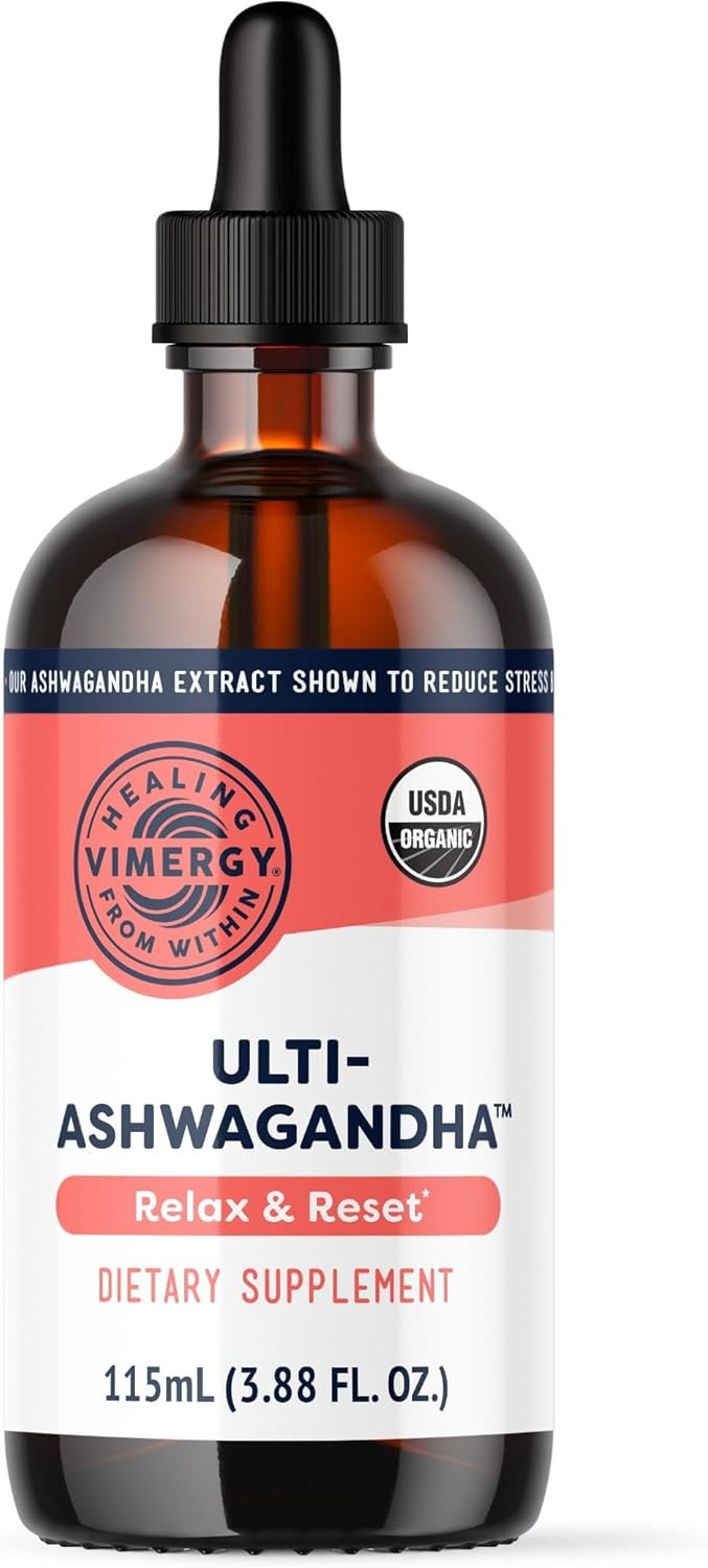 Vimergy Usda Organic Ashwagandha Liquid Extract, 57 Servings Stress Supplement Drops  Adaptogen - Supports Cognitive Function  Sleep Support  Alcohol-Free, Non-Gmo, Vegan & Paleo Friendly (115 Ml)