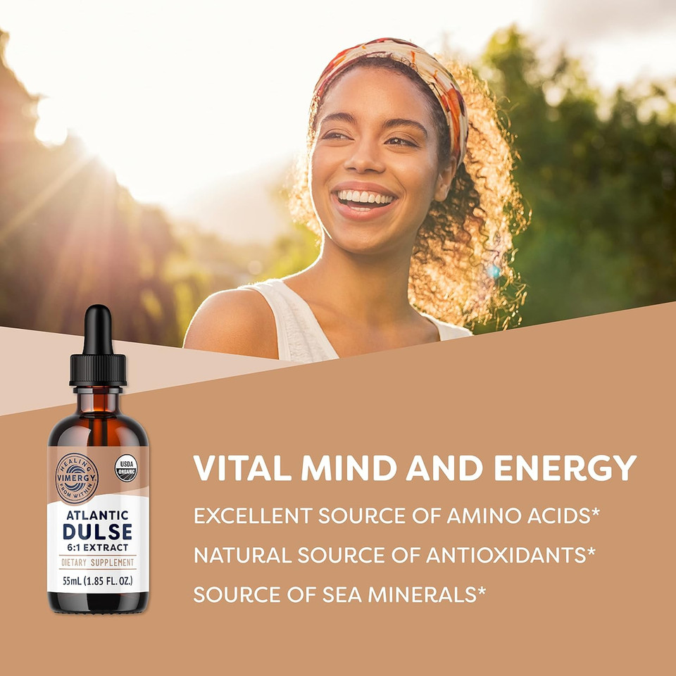 Vimergy Usda Organic Atlantic Dulse Extract, 55 Servings  Raw Liquid Seaweed Dulse Supplement Drops - Alcohol-Free, Vegan & Paleo Friendly (55 Ml)