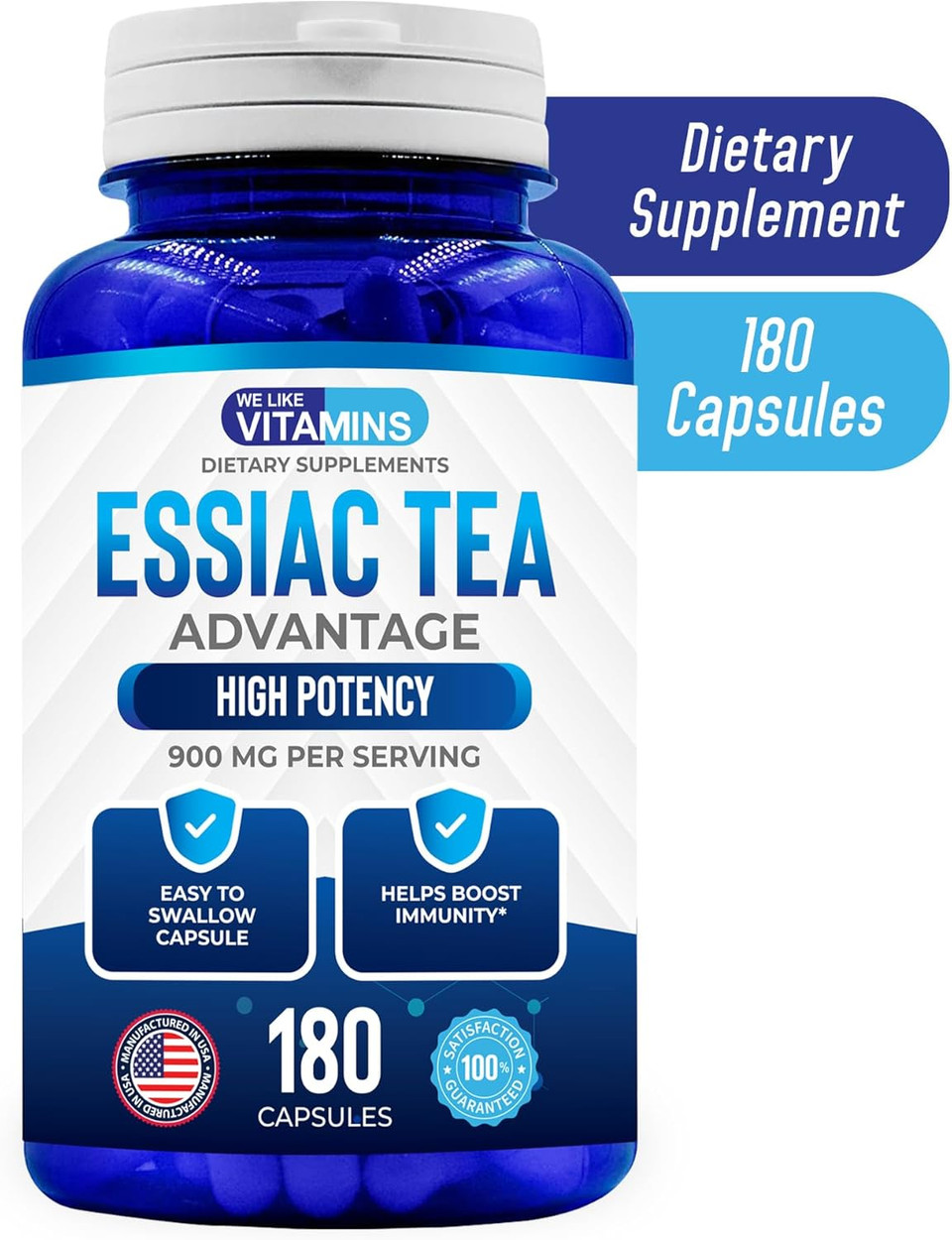 We Like Vitamins Essiac Tea Advantage 180 Capsules 900Mg Essiac Herbal Supplement And Immune Booster With Essiac Capsules