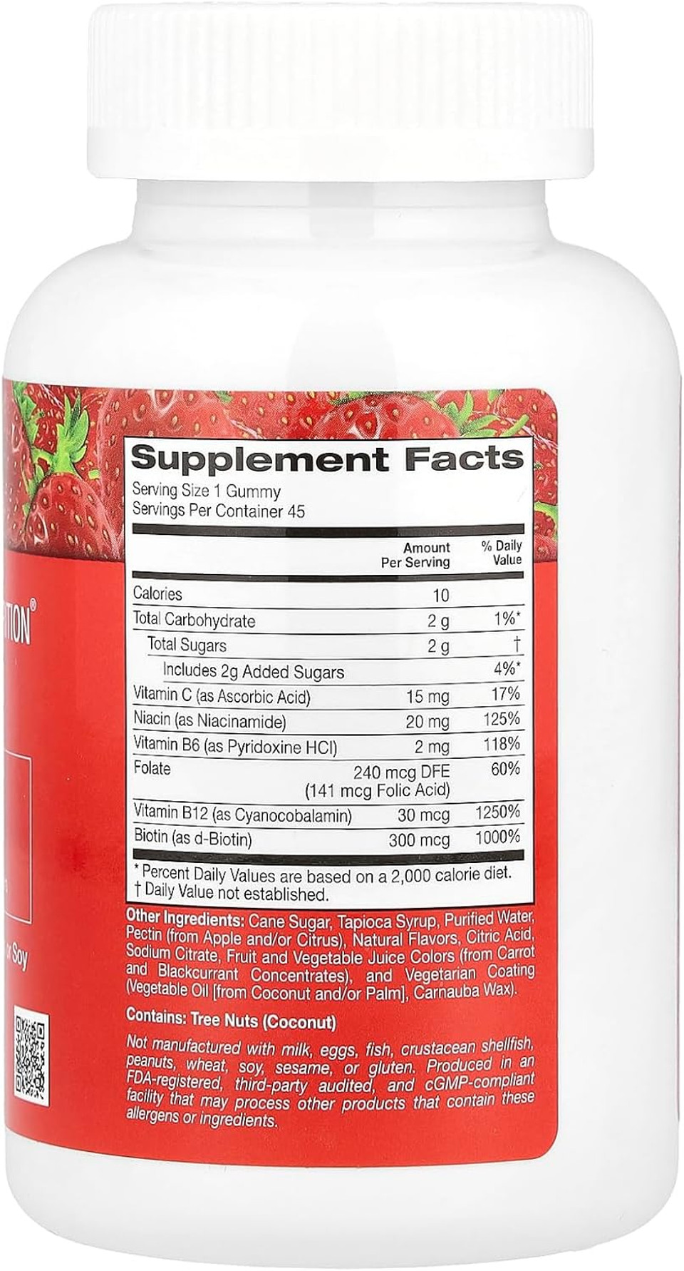 Vitamin B Complex Gummies, B6, Biotin, Folate, Niacin, B12, Natural Strawberry Flavor, Vegetarian, 45 Gummies