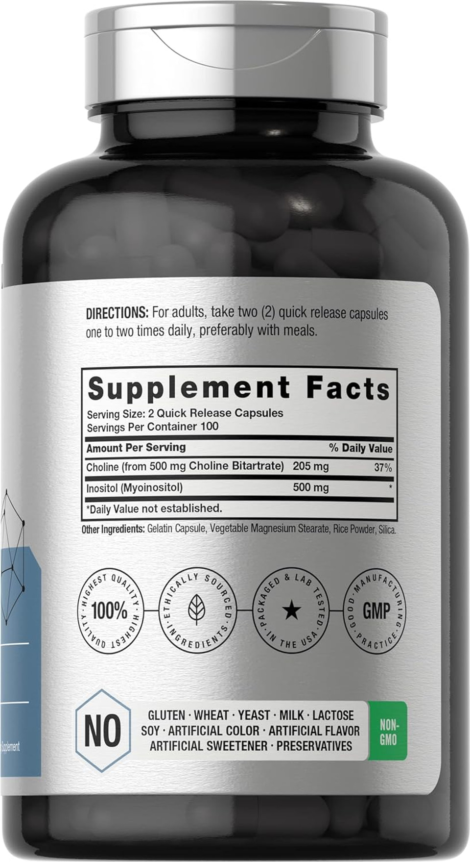 Horbaach Choline Inositol 1000Mg Supplement | 200 Capsules | Non-Gmo, Gluten Free Horbaach Choline Inositol 1000Mg Supplement | 200 Capsules | Non-Gmo, Gluten Free