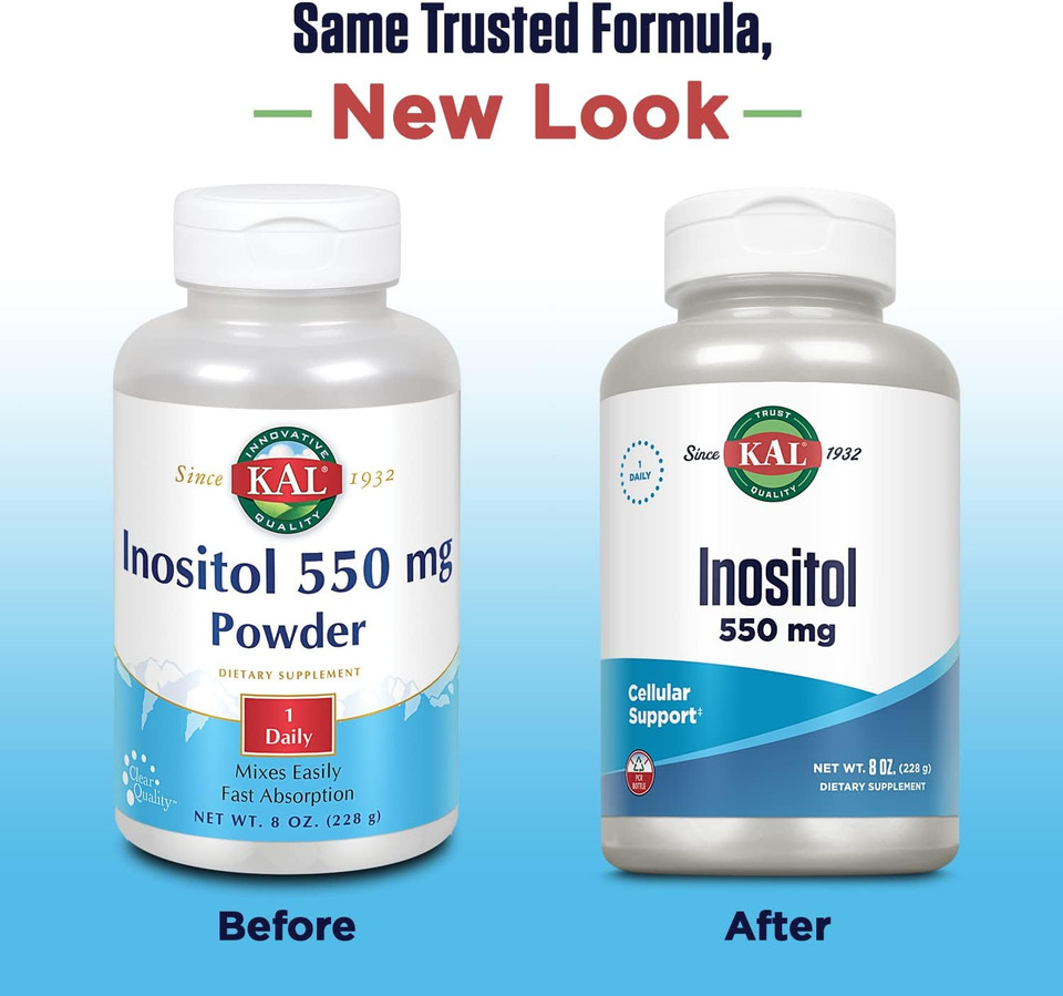 Kal Inositol Powder 550Mg, Brain Health, Nervous System & Mood Support Supplement, Cellular Health Support, Enhanced Absorption Formula, Easy To Mix, Approx. 408 Servings, 8Oz
