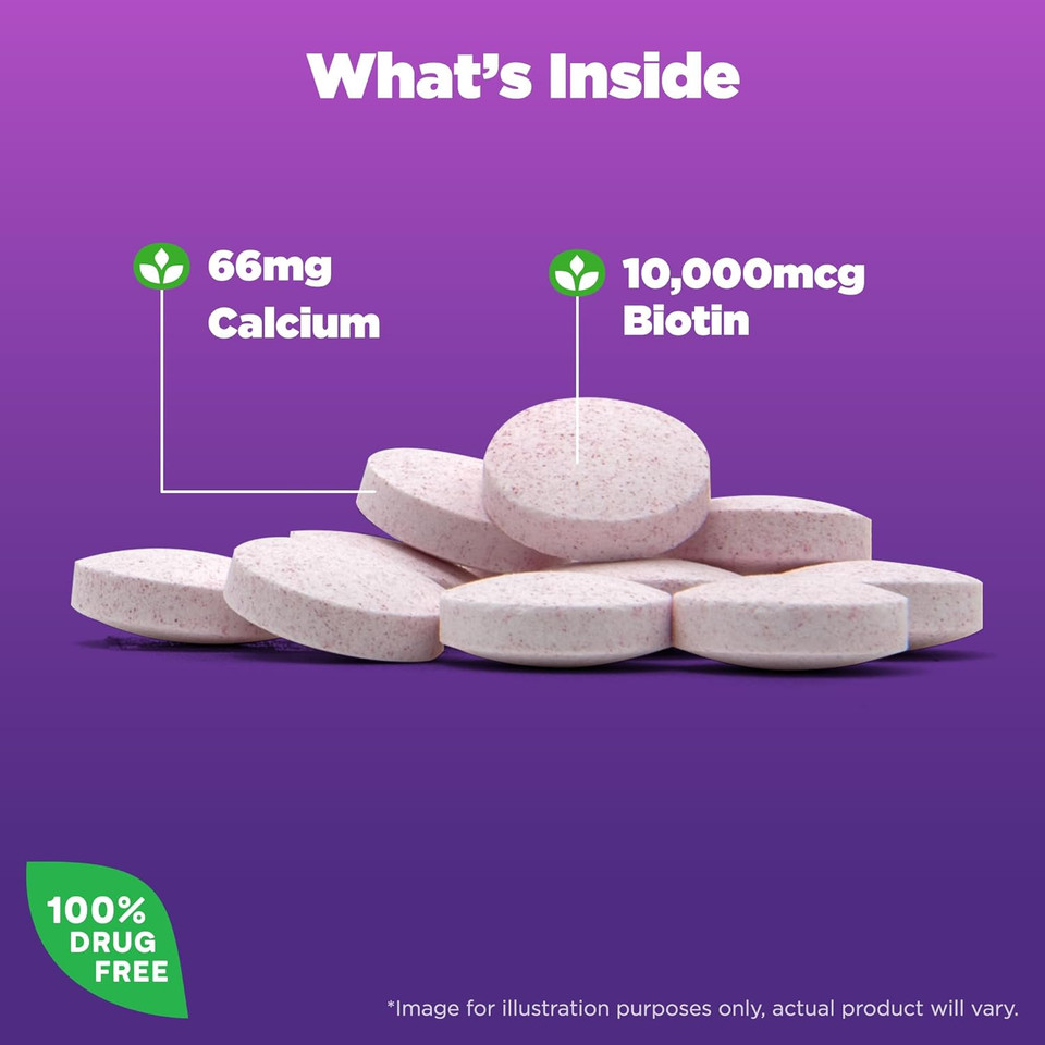 Natrol Beauty Biotin 10,000Mcg Vitamins For Beauty, 100 Tablets, 100 Day Supply