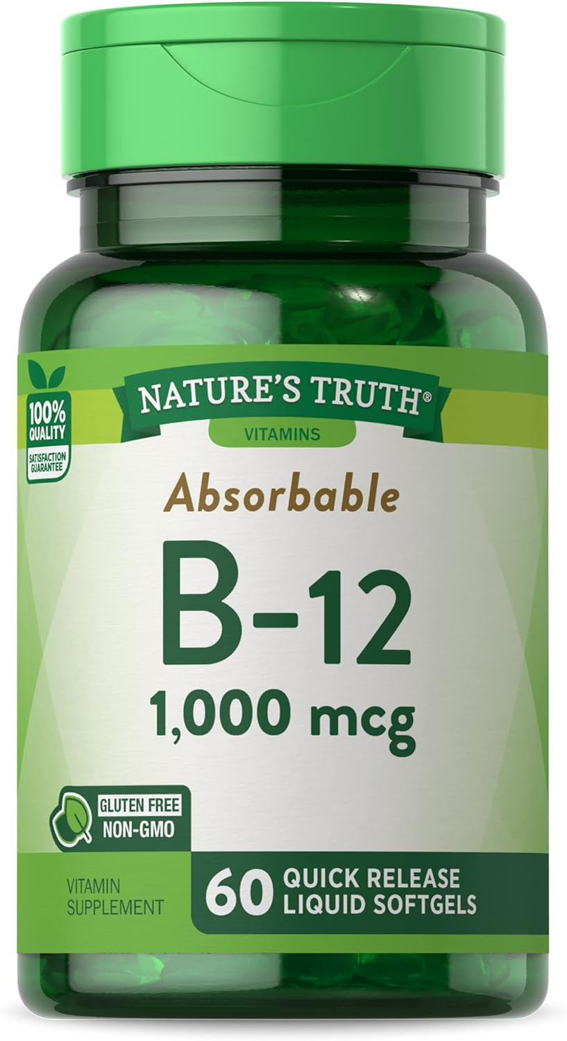 Nature'S Truth Vitamin B12 | 1000 Mcg | 60 Softgels | Non-Gmo & Gluten Free Supplement