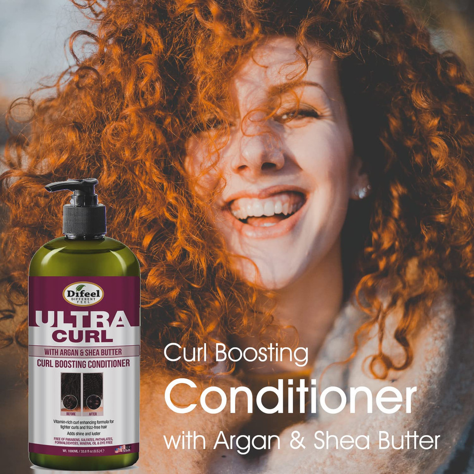 Difeel Ultra Curl With Argan & Shea Butter - Curl Boosting Conditioner 33.8 Oz