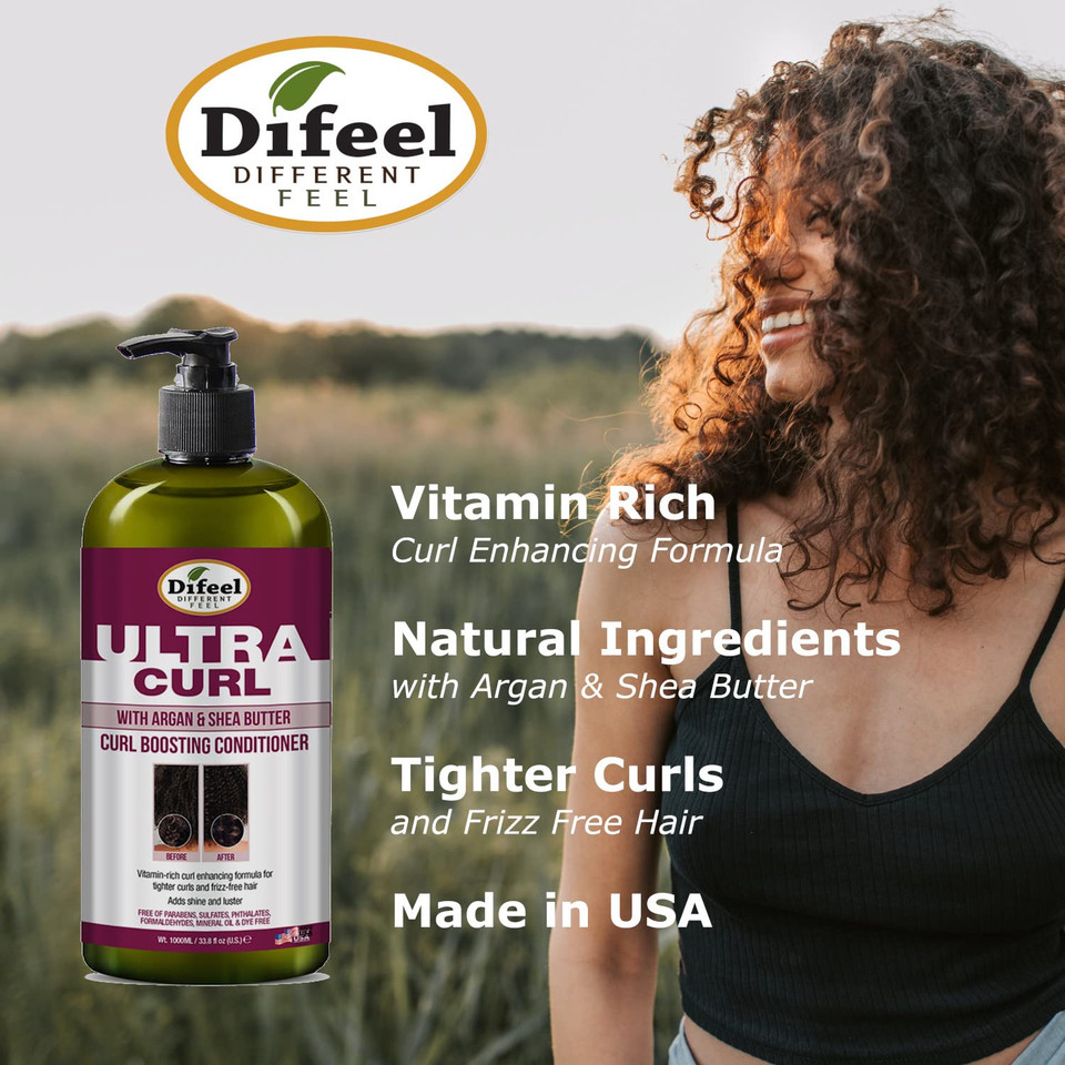 Difeel Ultra Curl With Argan & Shea Butter - Curl Boosting Conditioner 33.8 Oz