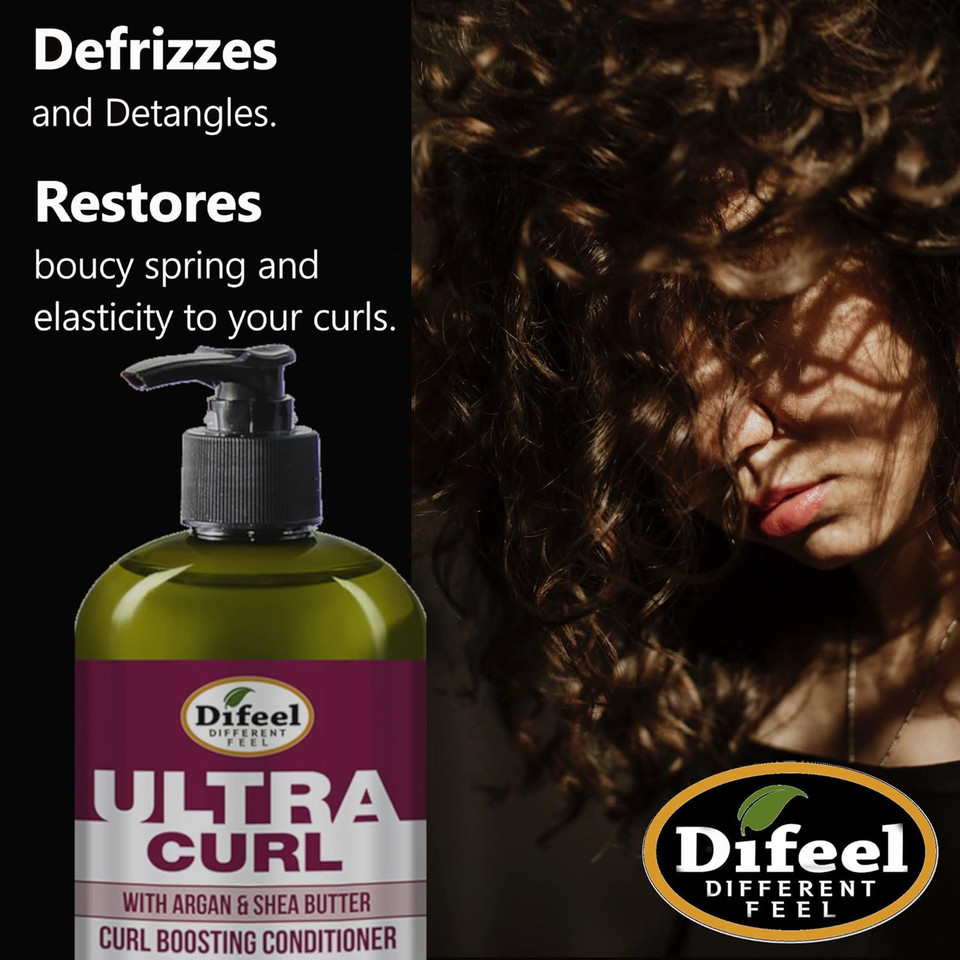Difeel Ultra Curl With Argan & Shea Butter - Curl Boosting Conditioner 33.8 Oz