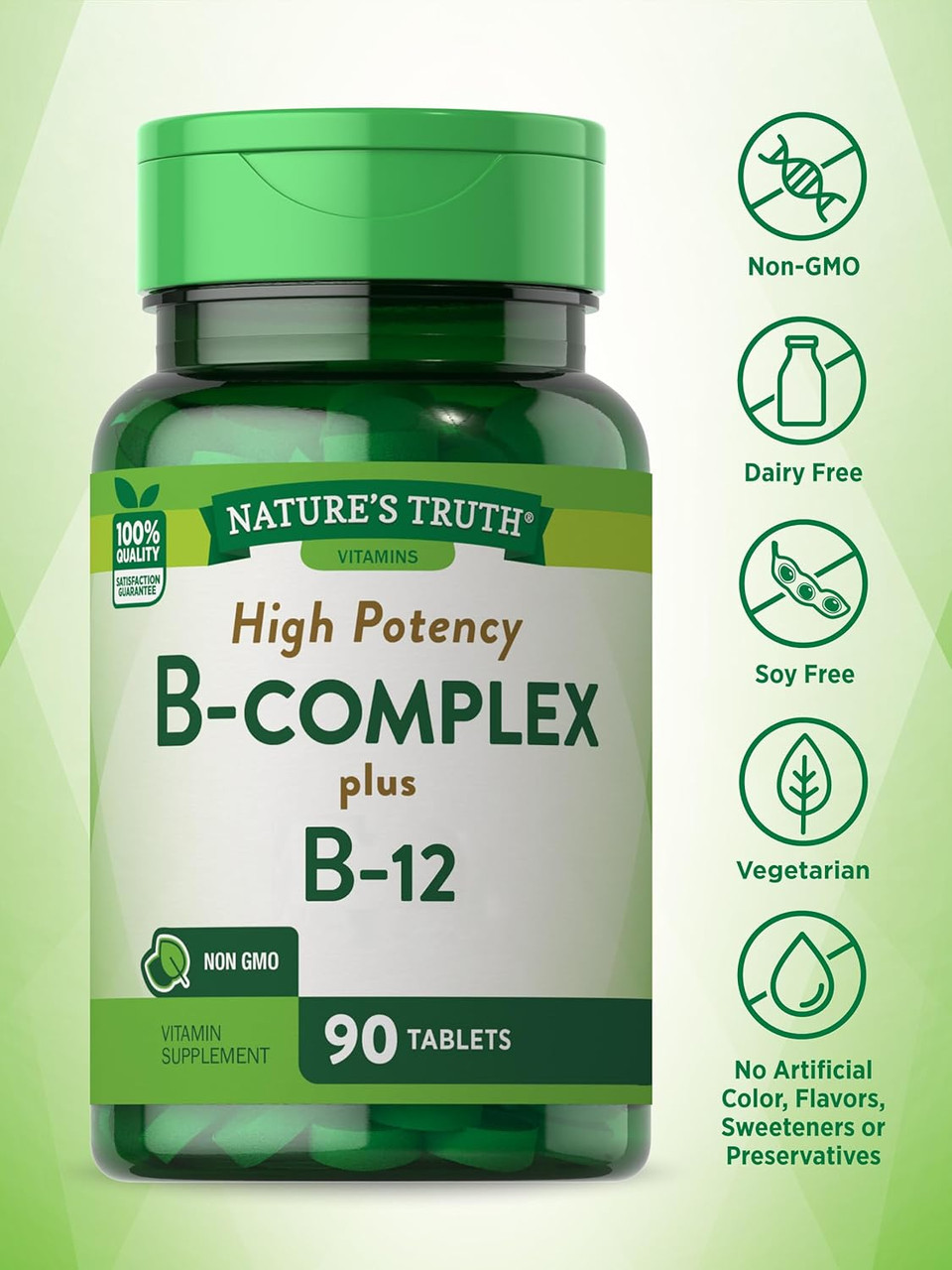 Nature'S Truth Vitamin B Complex | Plus B12 | 90 Tablets | Vegetarian And Non-Gmo Supplement