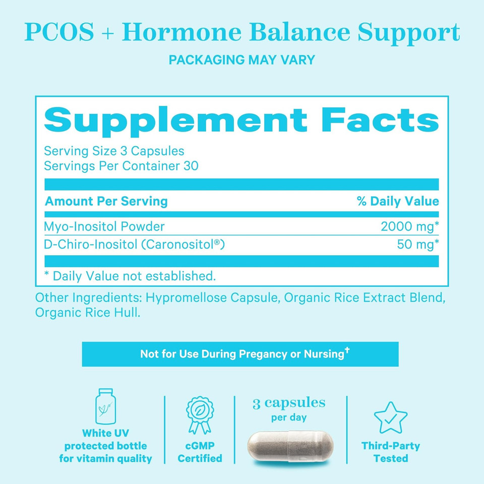 Pink Stork Myo-Inositol & D-Chiro Inositol - Ovarian Support Vitamin - 40:1 Blend To Support Hormone Balance For Women, Conception, Metabolism - Fertility Supplements For Women - 90 Capsules