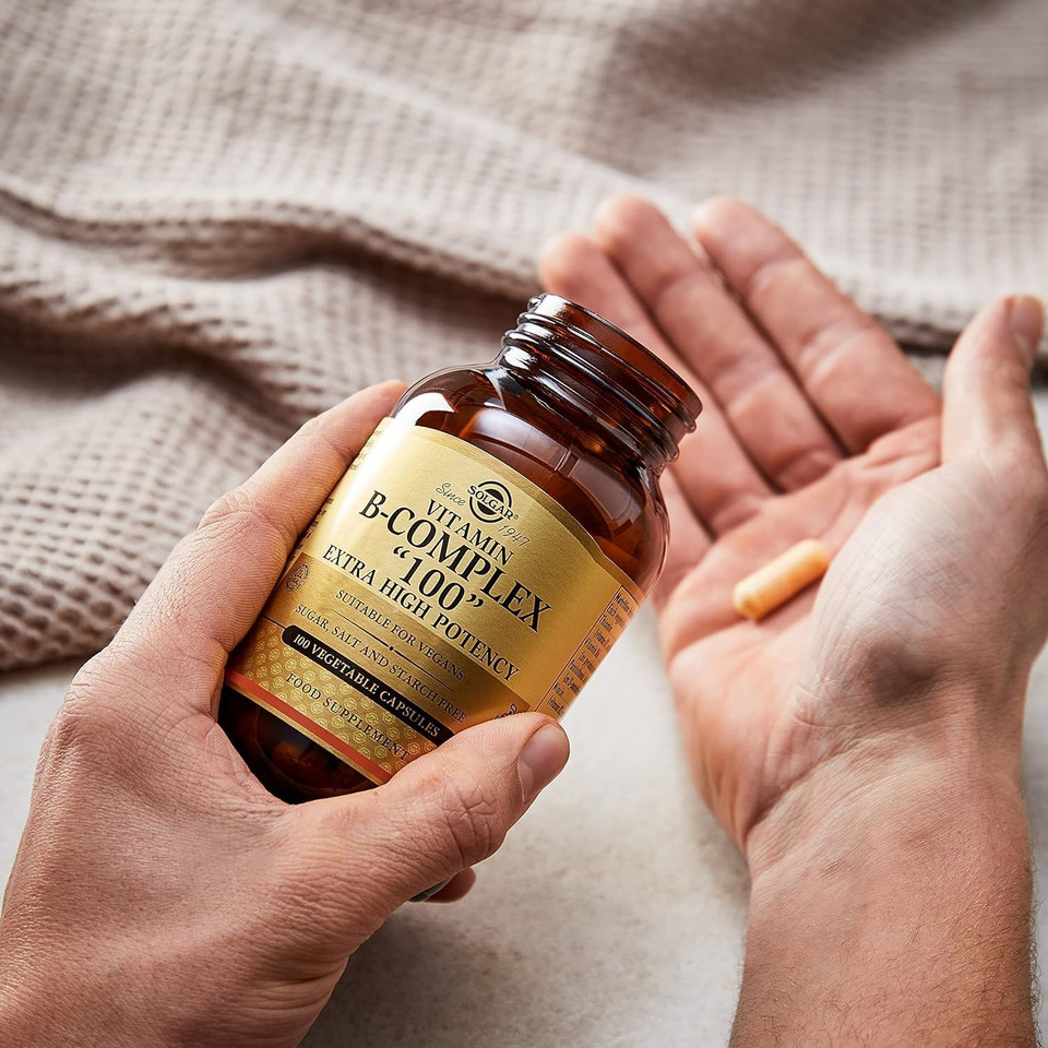 Solgar B-Complex "100", 100 Vegetable Capsules - Heart Health - Nervous System Support - Supports Energy Metabolism - Non Gmo, Vegan, Gluten/ Dairy Free, Kosher, Halal - 100 Servings