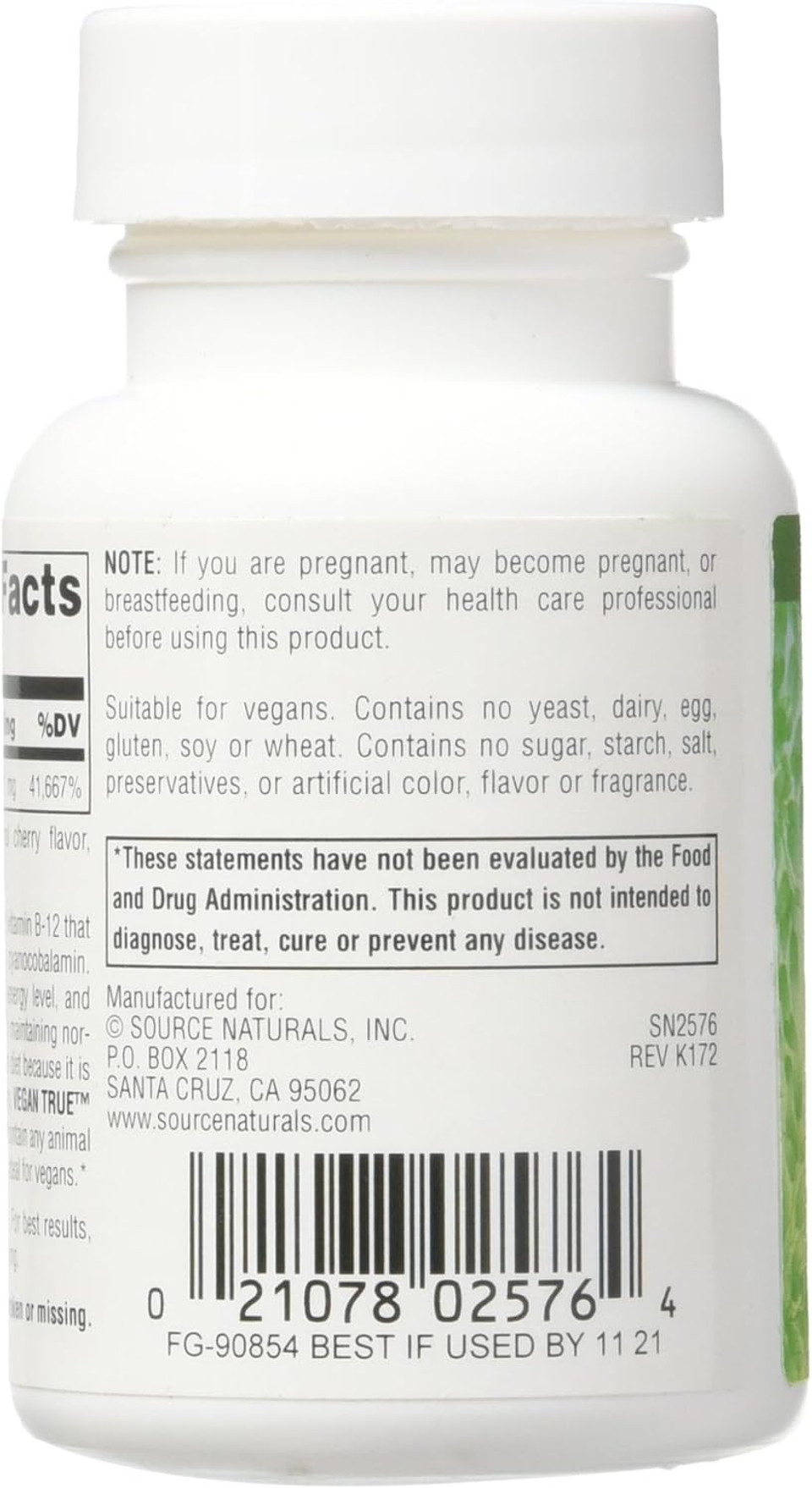 Source Naturals Vegan Methyl Cobalamin, Vitamin B-12 Cherry Flavored Dietary Supplement, 1 Mg - 60 Lozenges