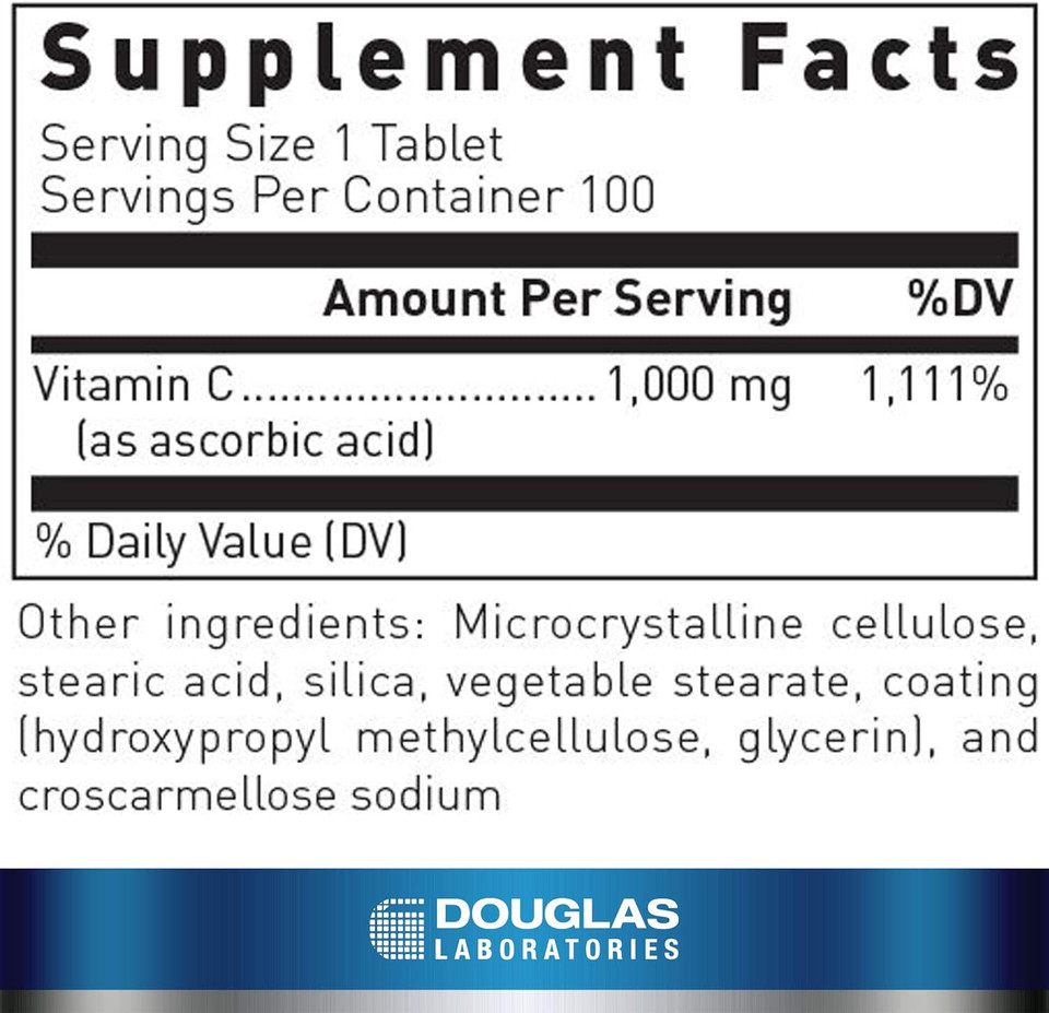 Douglas Laboratories Vitamin C | Water-Soluble Antioxidant Supplement To Support Immune Function And Normal Wound Healing* | 100 Tablets