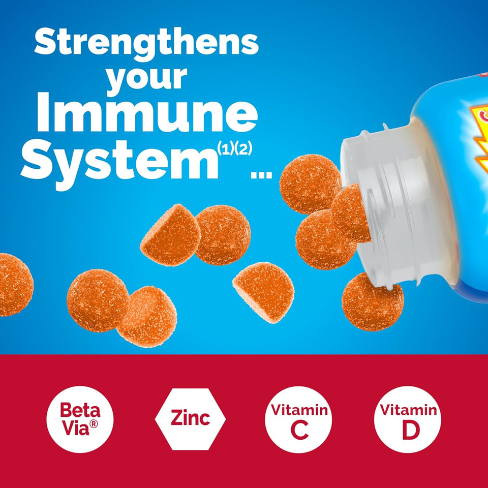 Emergen-C Immune+ Immune Gummies, Vitamin D Plus 750 Mg Vitamin C, Immune Support Dietary Supplement, Caffeine Free, Gluten Free, Super Orange Flavor - 45 Count