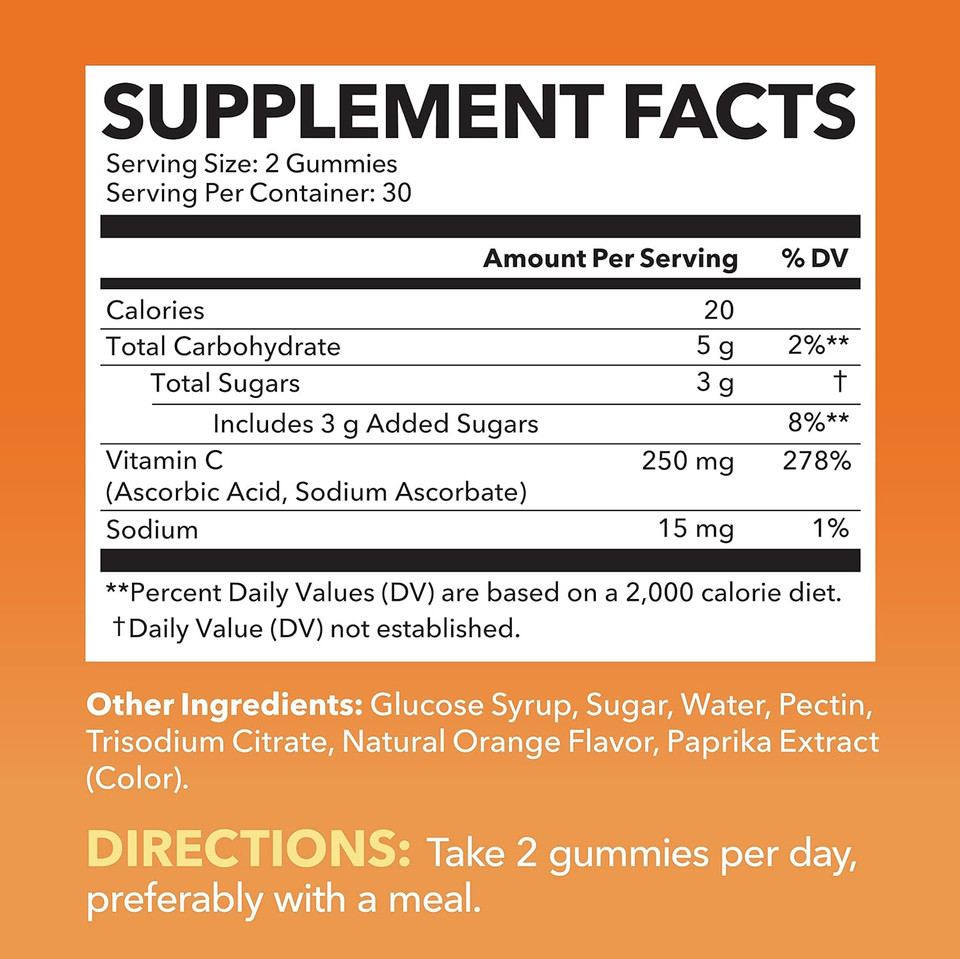 Havasu Nutrition Vitamin C Gummies, Orange, 60Ct