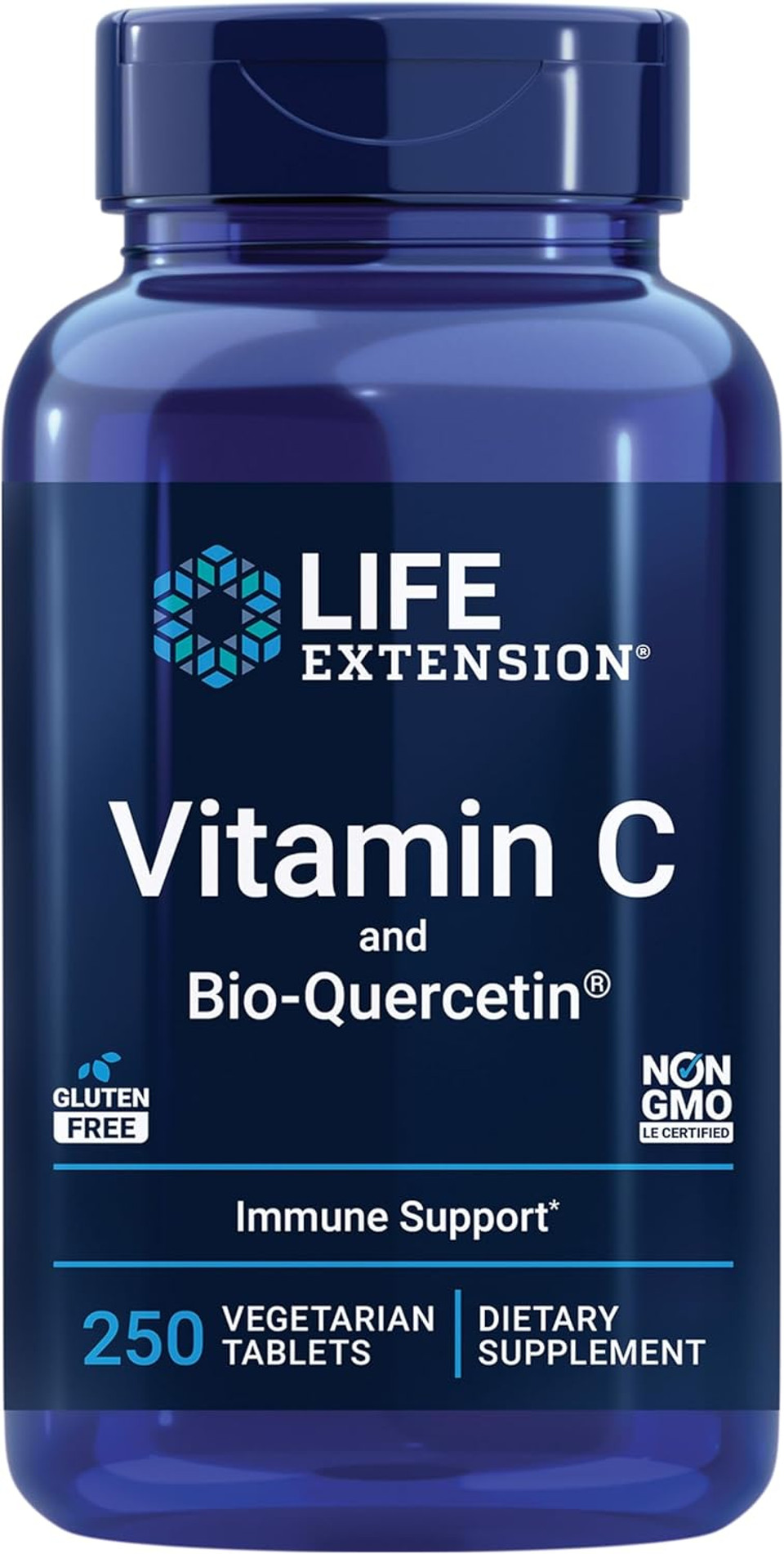 Life Extension Vitamin C & Bio-Quercetin Phytosome  Vitamin C Plus Ultra-Absorbable Quercetin For Immune Support  Gluten-Free, Non-Gmo, Vegetarian  250 Vegetarian Tablets