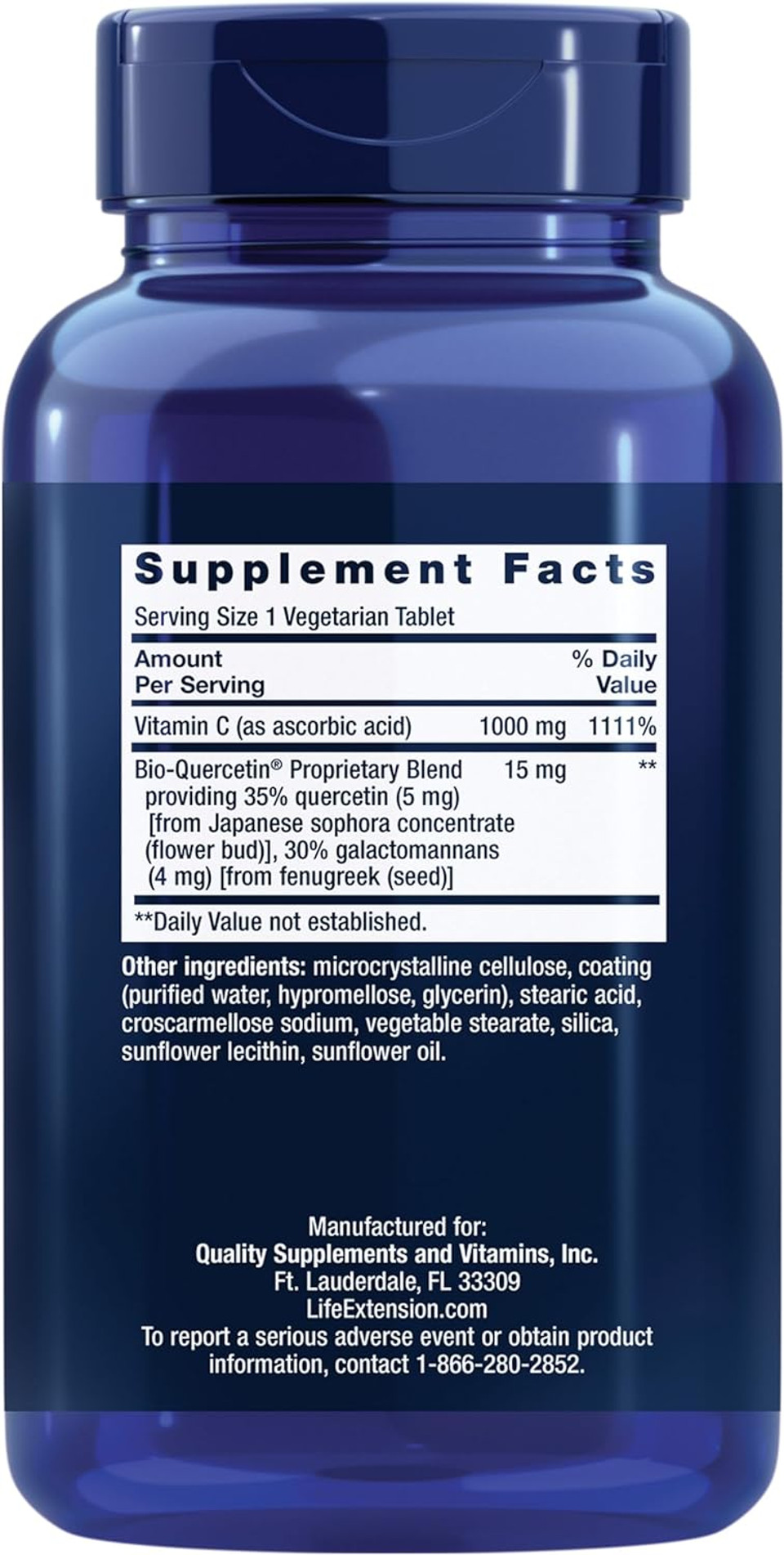 Life Extension Vitamin C & Bio-Quercetin Phytosome  Vitamin C Plus Ultra-Absorbable Quercetin For Immune Support  Gluten-Free, Non-Gmo, Vegetarian  250 Vegetarian Tablets