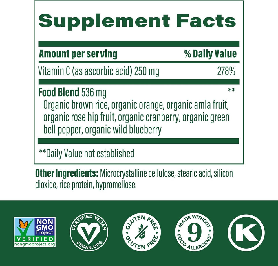 Megafood Complex C - Vegan Immune Support Supplement With Vitamin C 250 Mg, Made With Real Food Including Orange, Cranberry & Brown Rice, Gluten-Free, Kosher - 30 Tablets, 30 Servings