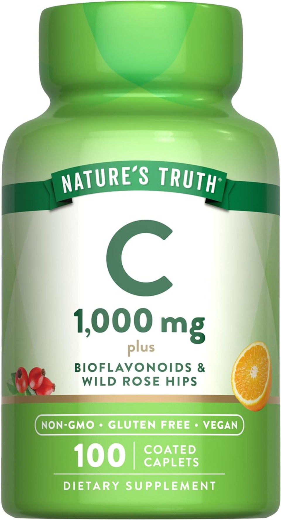 Vitamin C Bioflavonoids & Rose Hips | 1000Mg | 100 Caplets | Vegetarian, Non-Gmo, Gluten Free | By Nature'S Truth