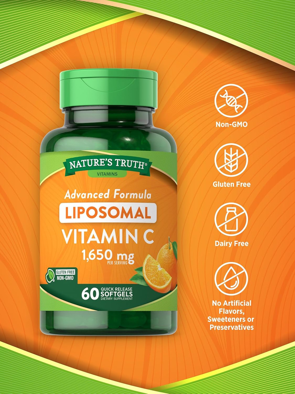 Nature'S Truth Liposomal Vitamin C | 1650Mg | 60 Softgels | Non-Gmo & Gluten Free Supplement