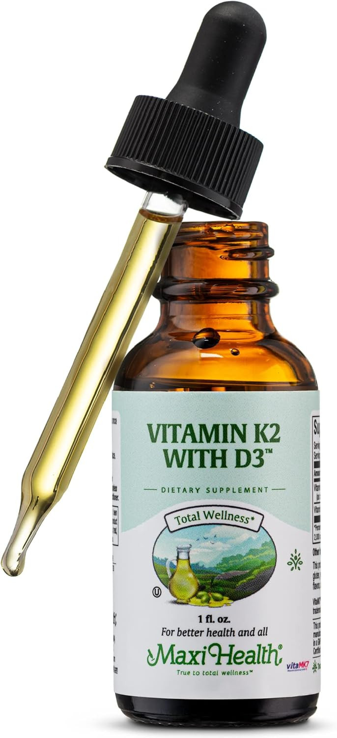 Maxi Health Liquid Vitamin D3 With K2 Drops For Long-Term Health - Vitamin K2 D3 Vitamin Supplement - D3 K2 Vitamin K And Vitamin D Supplement With Vitamin K2 Mk-7 And Vit D - By Maxi Health, 1 Fl Oz