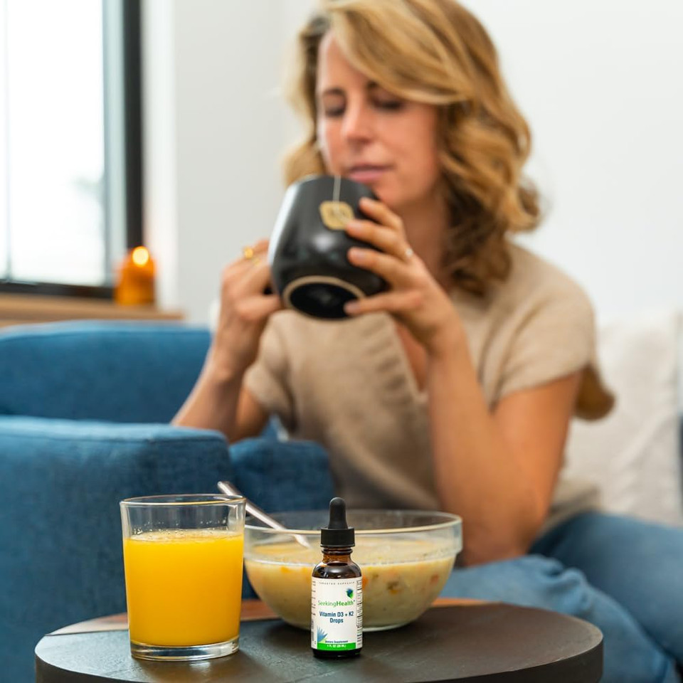Seeking Health Vitamin D3 + K2 Drops - Liquid Vitamin D & K Supports Immune System Function & Bone Health - Aids Calcium Absorption - Aids Healthy Blood Flow & Circulation - 1 Oz