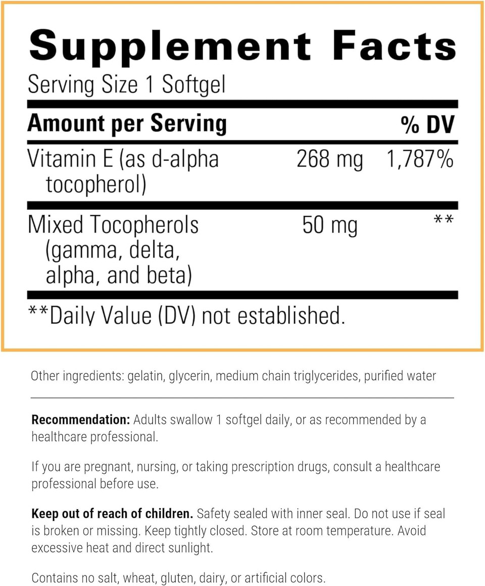 Integrative Therapeutics - Vitamin E - Tocopherol Form Of Vitamin E - Supports Heart Health & Promotes Antioxidant Activity* - 60 Softgels