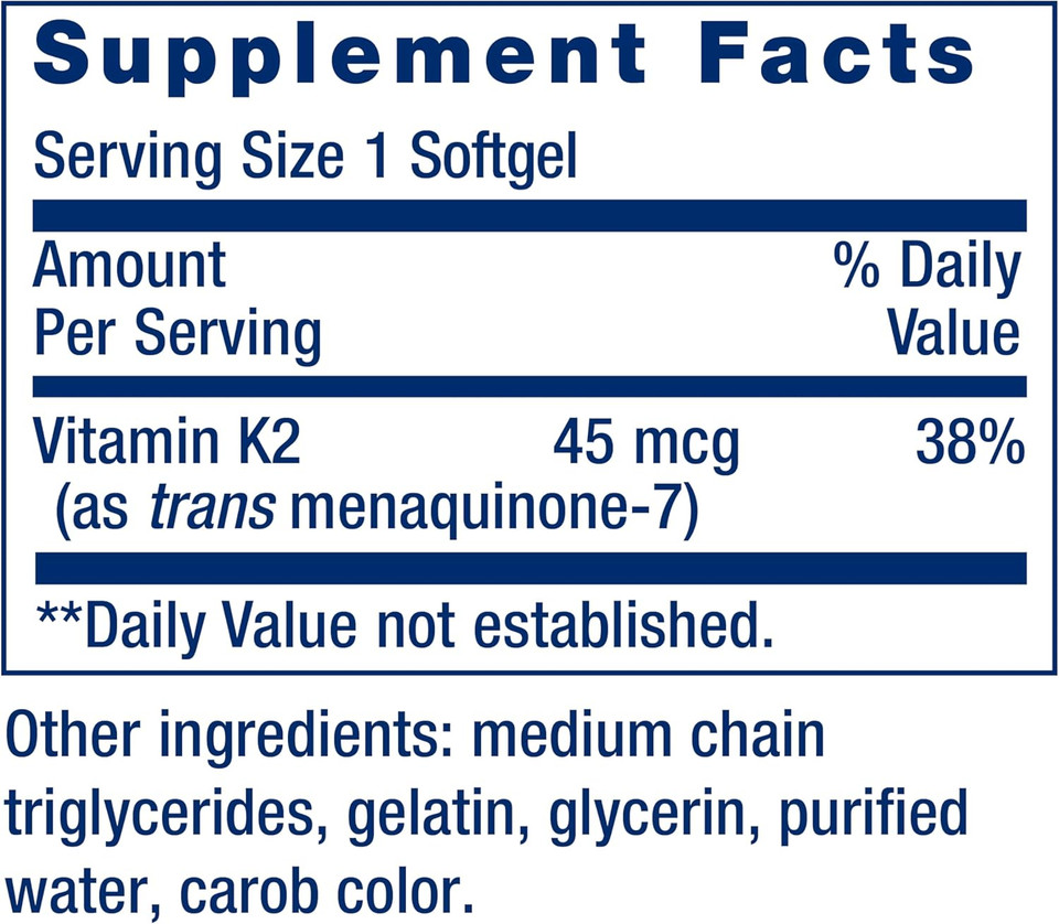 Life Extension Low Dose Vitamin K2  Supports Arterial Health  Non-Gmo, Gluten-Free  90 Softgels