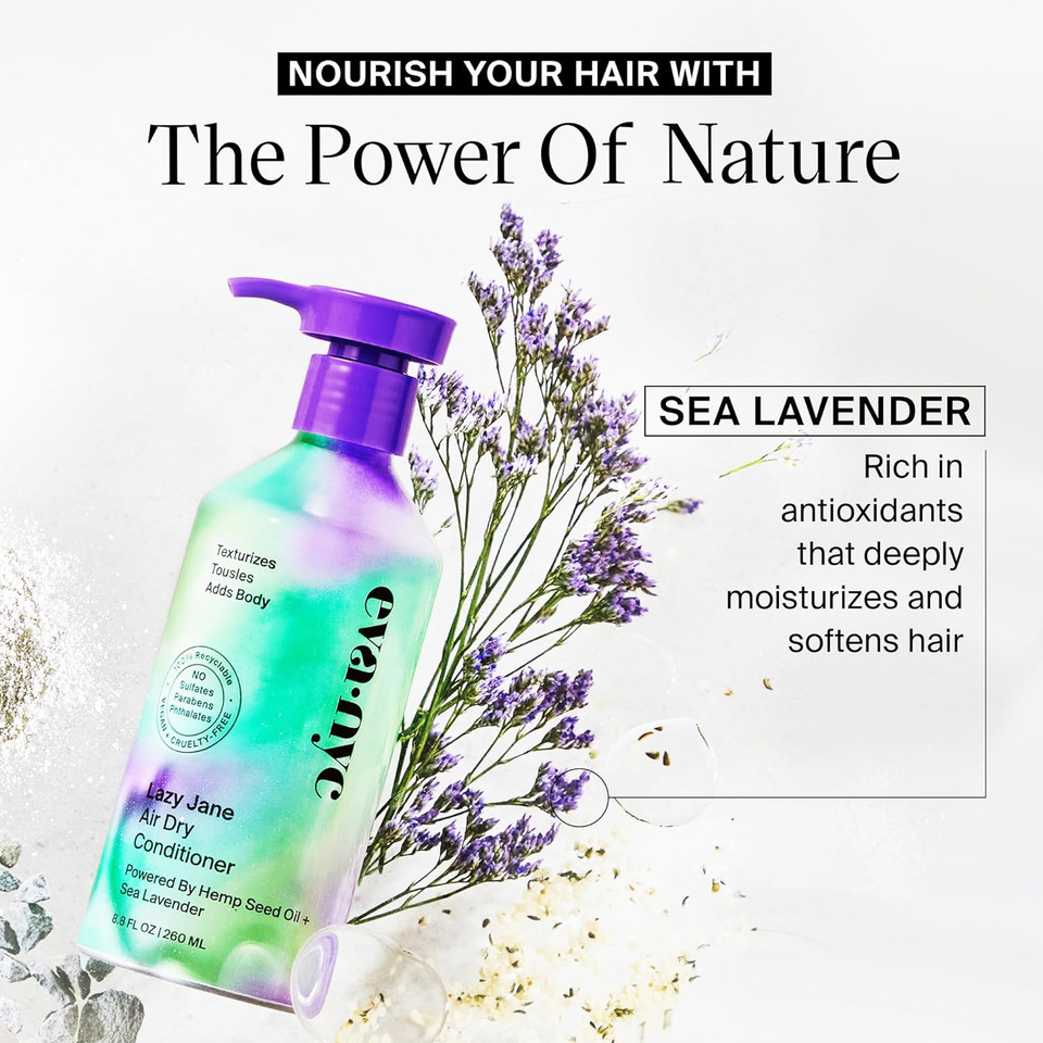 Eva Nyc Lazy Jane Air Dry Hair Conditioner, Air Dry Hair Products For Natural Texture And Frizz Control, Vegan And Gmo-Free Hair Conditioner, Anti Frizz Hair Products For Women, 8.8 Fl Oz