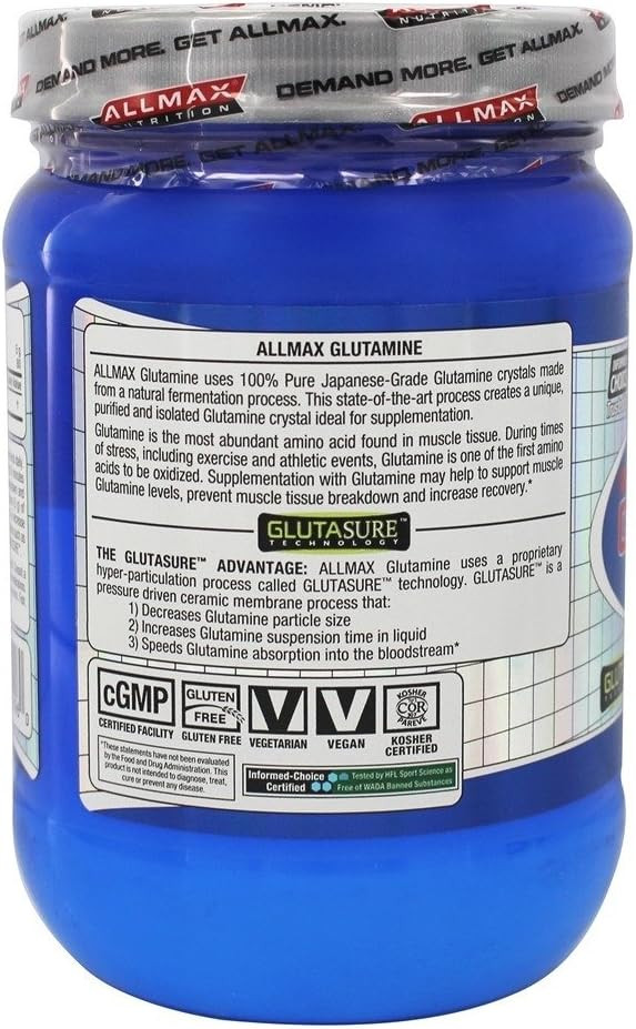Allmax Essentials Glutamine - 400 G Powder - Fermentation-Derived Glutamine - Increases Recovery & Supports Immune System - Gluten Free & Vegan - 80 Servings