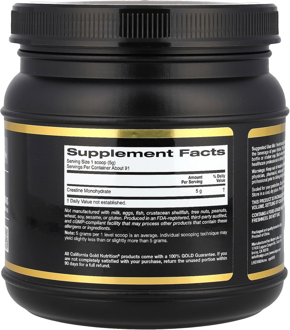California Gold Nutrition, Creatine Powder, Micronized, Muscle And Strength Support, Creatine Monohydrate, No Gluten, No Gmos, No Soy, Unflavored, 16 Oz (454 G) California Gold Nutrition, Creatine Powder, Micronized, Muscle And Strength Support, Creatine Monohydrate, No Gluten, No Gmos, No Soy, Unflavored, 16 Oz (454 G)