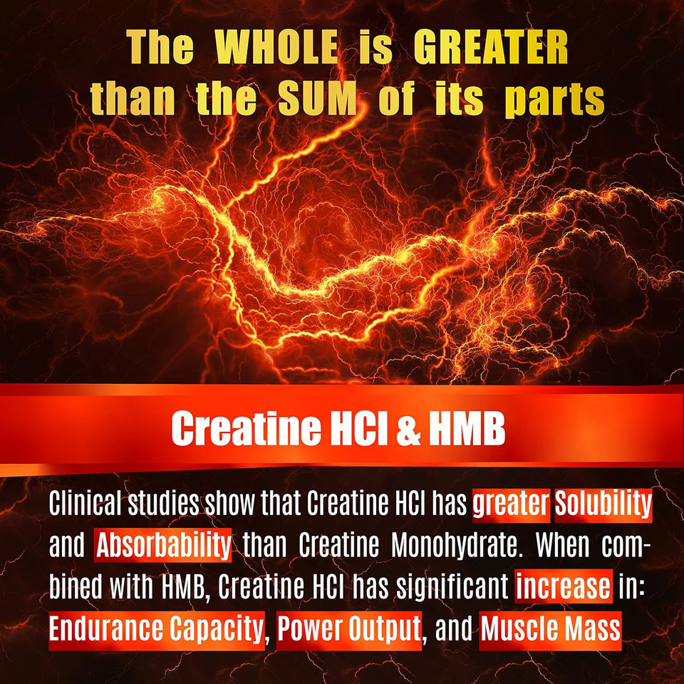 Creatine Hcl Capsules With Hmb - Workout Supplement For Men & Women, Muscle Builder, Endurance, Strength, Superior To Monohydrate: Instantized For Max Absorption, No Load, No Bloat, 180 Vegan Capsules