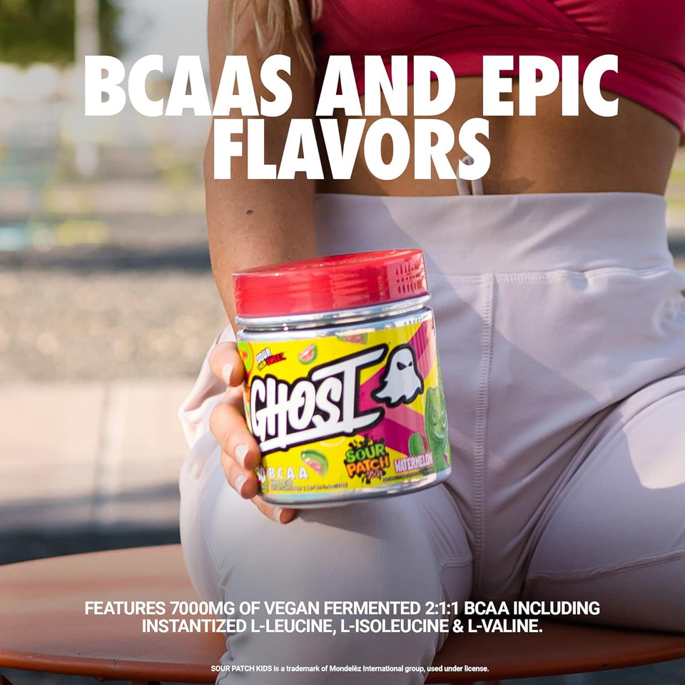Ghost Bcaa Powder Amino Acids Supplement, Lemon Crush - 30 Servings - Sugar-Free Intra, Post & Pre Workout Amino Powder & Recovery Drink, 7G Bcaa